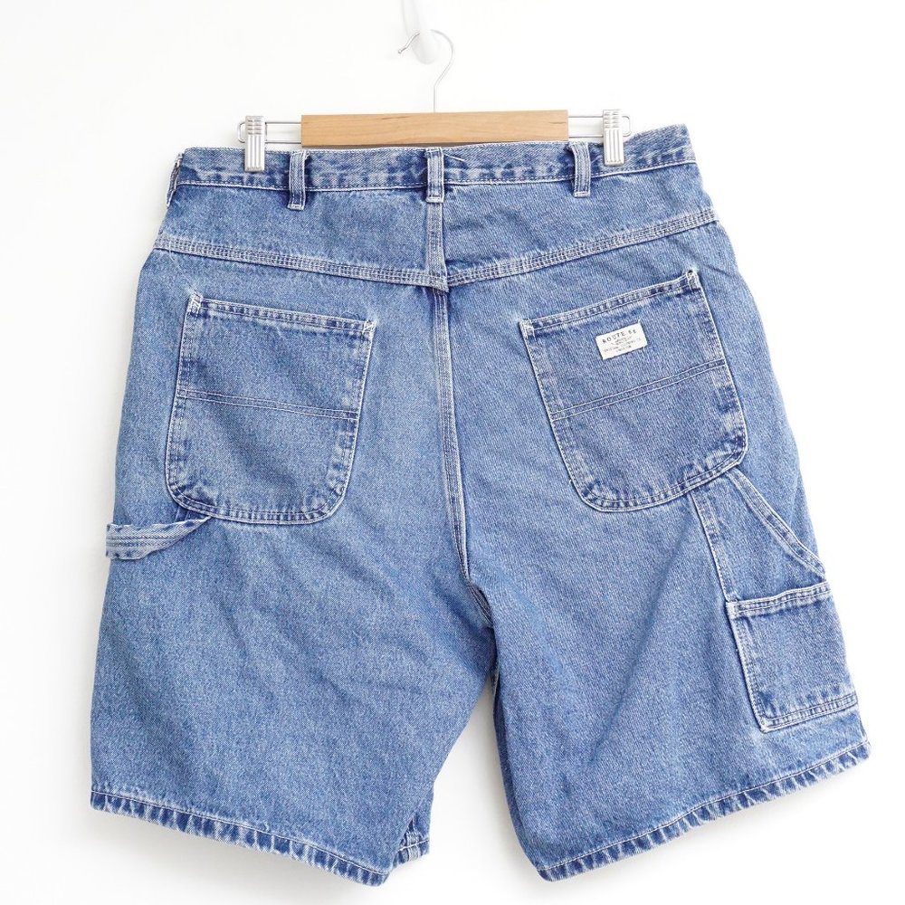 Vintage y2k Route 66 Men's Denim Carpenter Utility Shorts 36